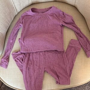Little Sleepies Ribbed Kids Pajama Set in Mauve